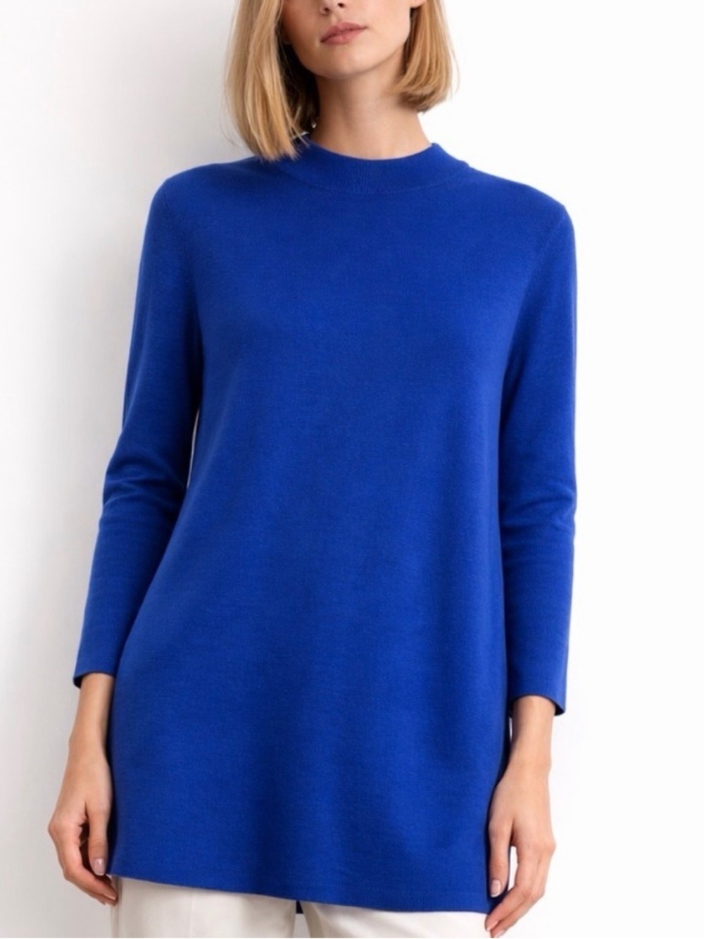 COS Classic Crewneck Tunic Sweater - Cobalt Blue